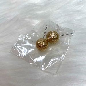 Gold Sparkle Bead Stud Earrings